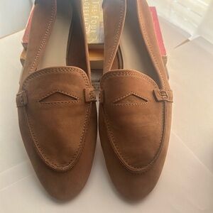 Zara Tan Suede Slip-On Loafers